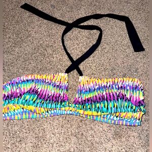 A.n.a multicolored bandeau halter multi ways to tie halter bikini top